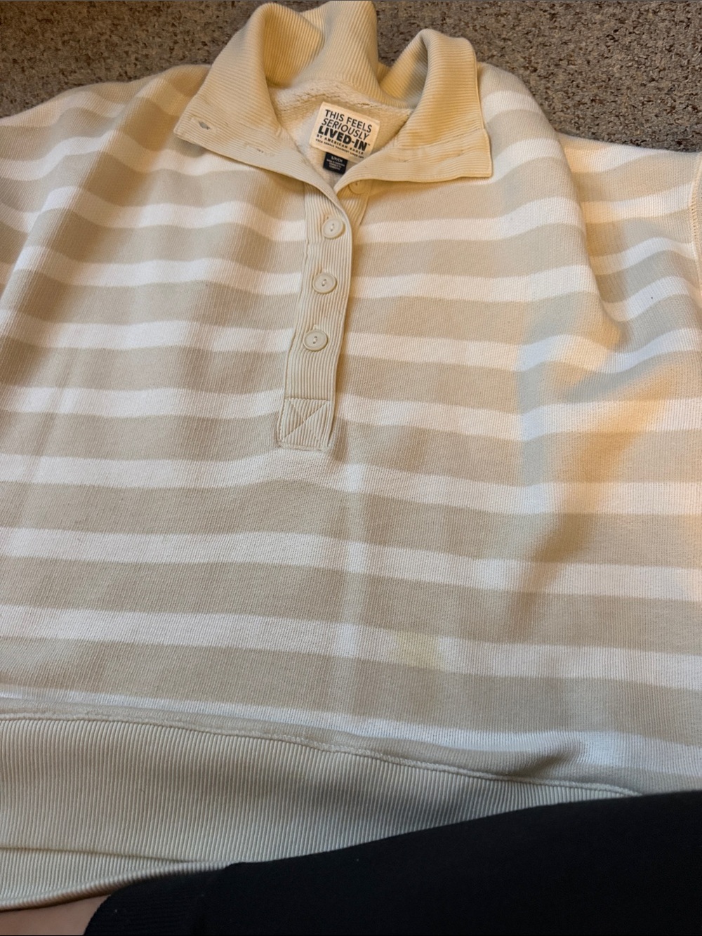 American Eagle Outfitters Cream & White Striped Polo Pullover - Kids